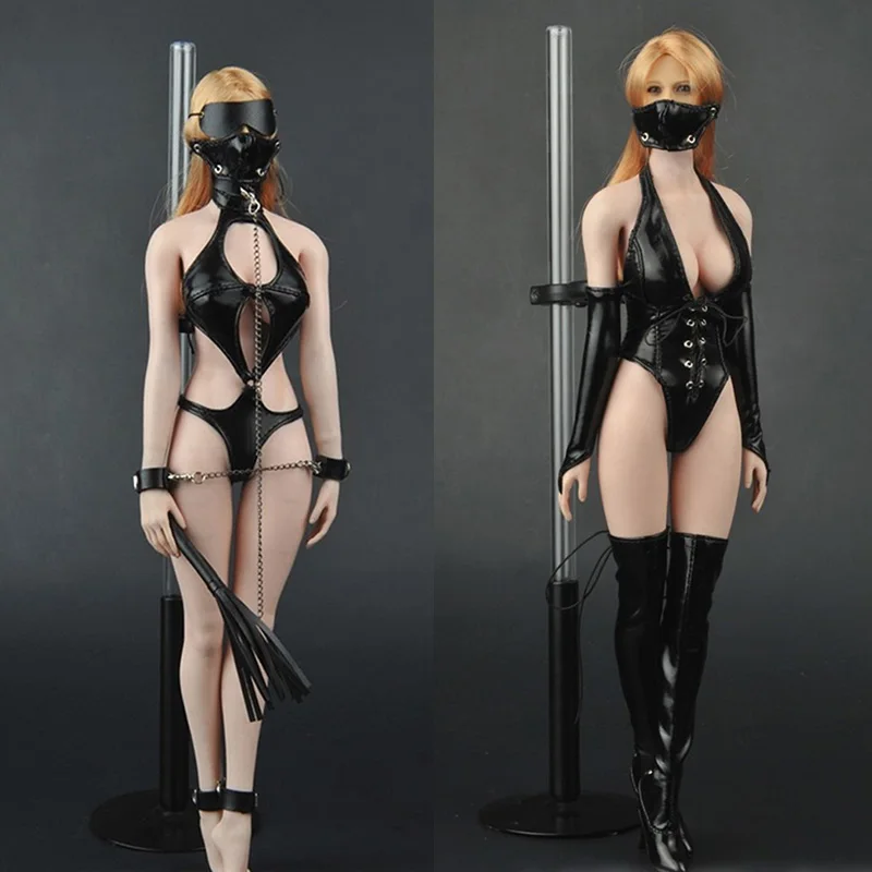 

ZY5004 ZY5005 1/6 Scale Female Sexy Open Chest Leather Underwear High Boots Suit Lingerie Underpants Bound Set for 12'' TBL Body