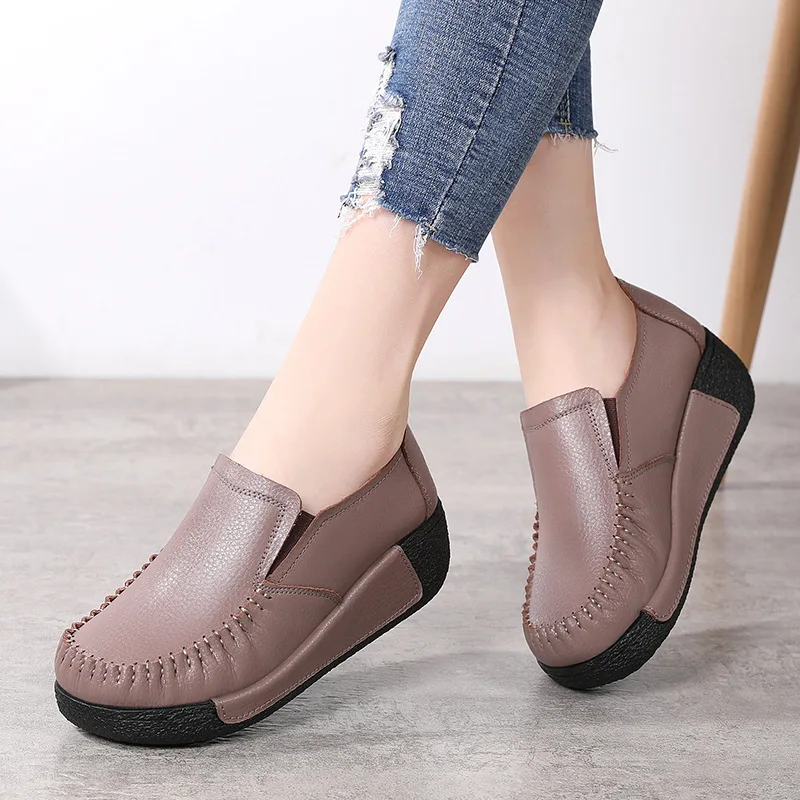 

Autumn Women's Shoes Platform Flats Sneakers Female Moccasins Women Non-slip Casual Genuine Leather Ladies Loafers