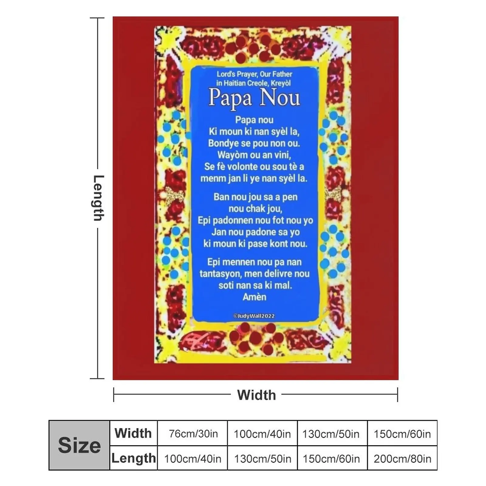 Гаитянский креаль Господняя молитва Наш отец Папа Ноу плед тяжелые красивые