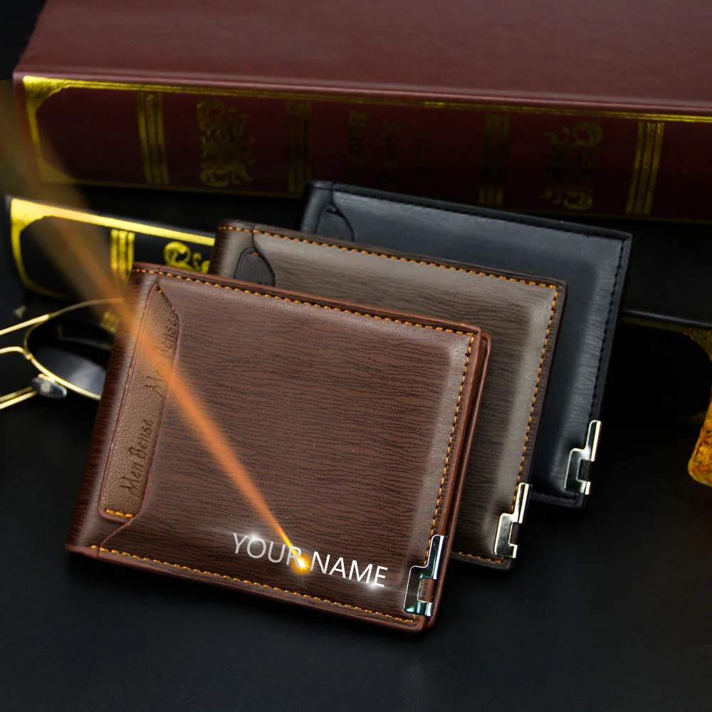 New Short Men Wallets Credit Card Holder Customized Male Wal
