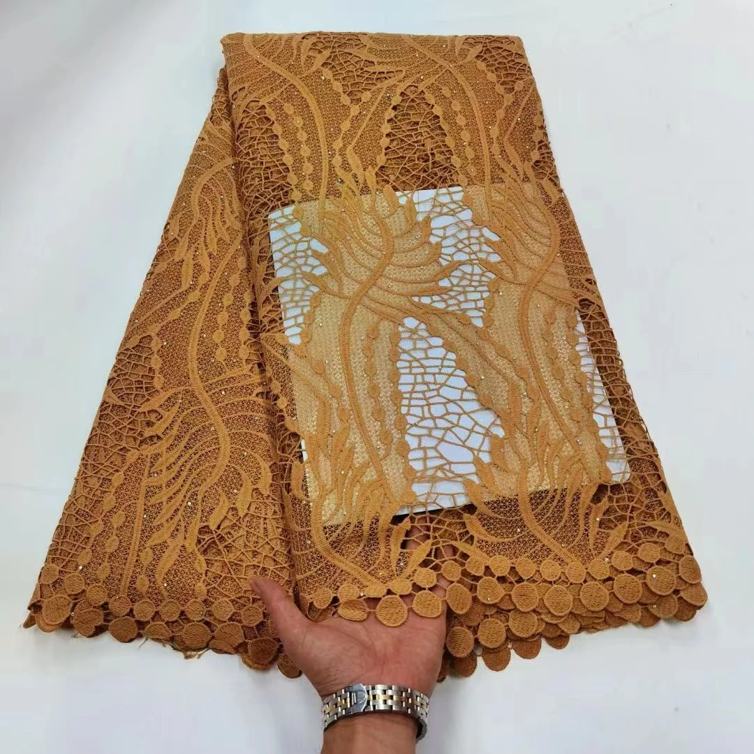 

2022 High Quality African Nigerian Lace Fabric Embroidery Swiss Tulle Cotton 5yards Wedding Party Dress Guipure For Sewing