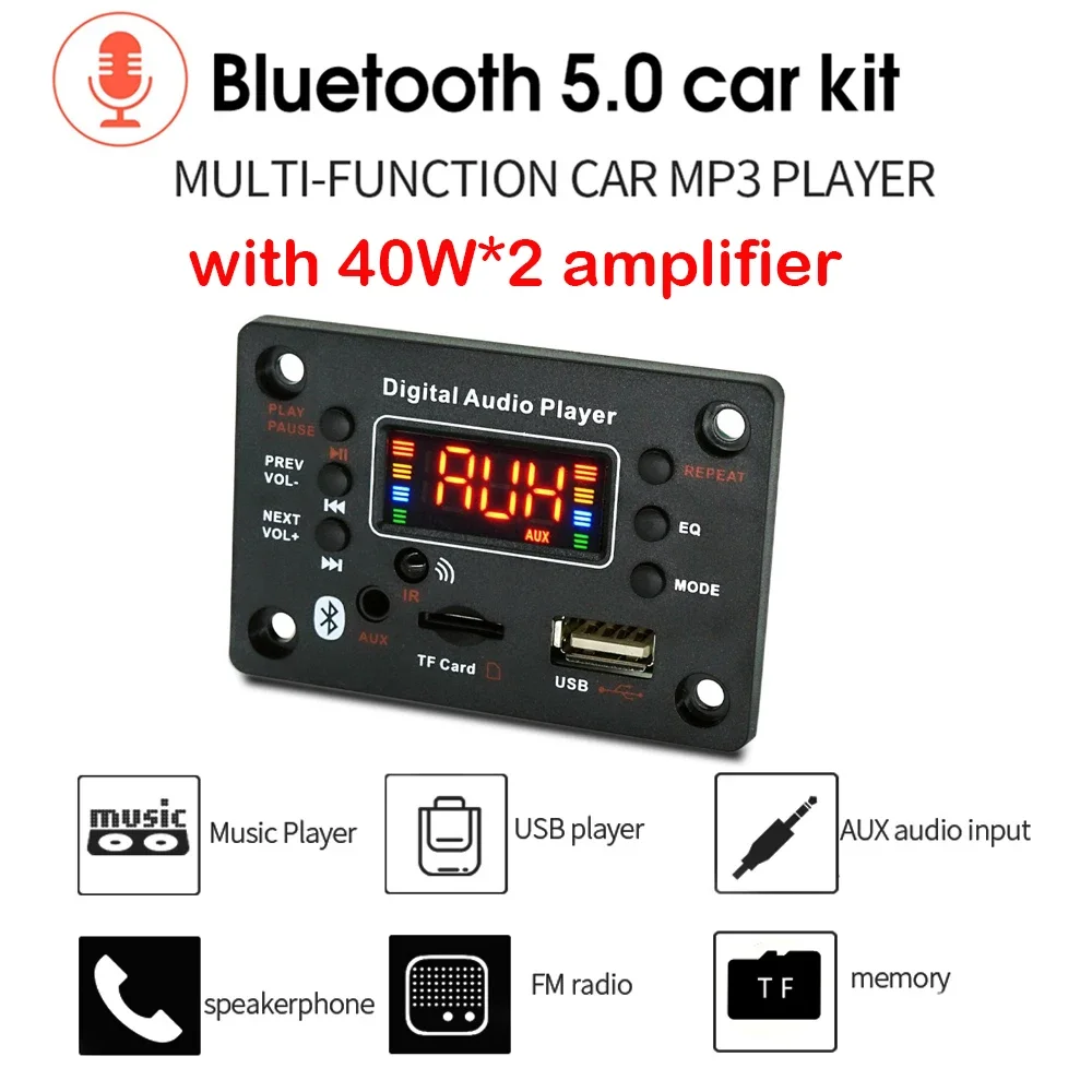 Плата mp3-декодера с Bluetooth 5,0, 2*40 Вт, 80 Вт, усилитель ...