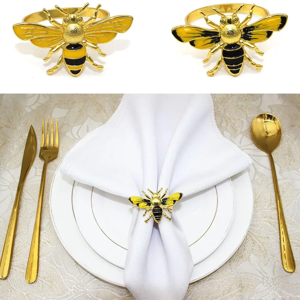 

1pcs Little Yellow Bee Insect Napkin Buckle Rings Metal Kichen Accessories for Table Decoration Ring Wedding Party Supplies