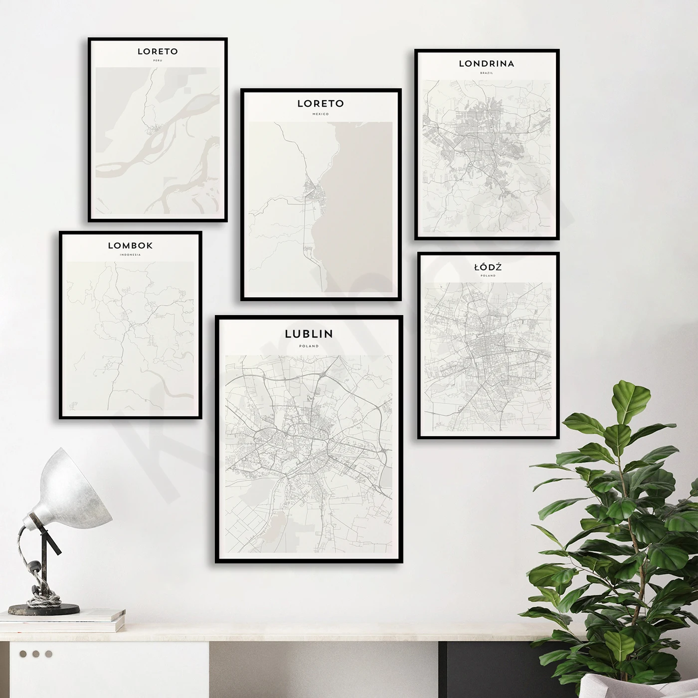 Любака, лубель, Люблин, Лорето, Лорето, лорд, Хоу, Лондрина, Ломбок, Родос, Любляна, Гран-Канария. Дорожная карта города плакат