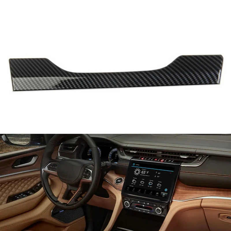 

Car ABS Carbon Fiber Center Console Dashboard Navigation Air Vent Frame Cover Trim For Jeep Grand Cherokee 2021 2022