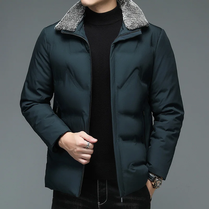 

Casual New Fashion Brand Outerwear Men Padded Fur Collar Parkas Jacket Windbreaker Designer Coats Winter Warm Man Clothes