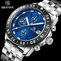 benyar mens watches 2022 top brand luxury quartz chronograph watch for men sports waterproof military fashion clock reloj hombre