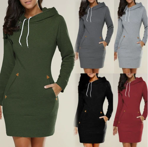 

50% Sale 2022 bestseller new hooded zipper Pullover medium length sweater dress on eBay