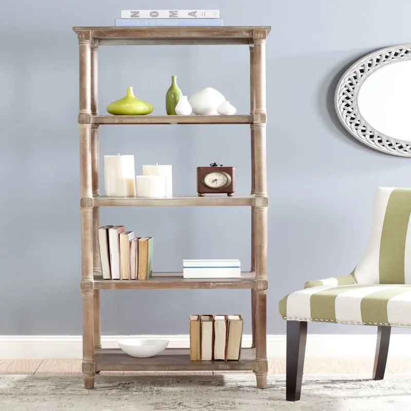 

Odessa Nautical Solid Traditional 5 Tier Bookcase Large Capacity Storage