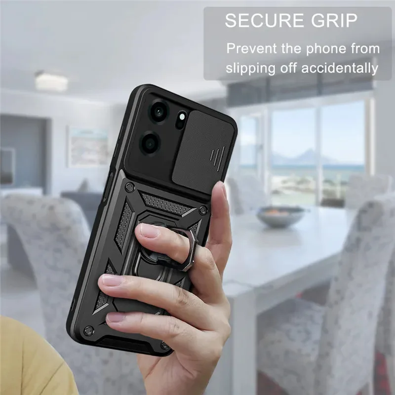 Фото Чехол Skinlee для OnePlus Nord CE6, защитный силиконовый чехол с кольцом-держателем и выдвижным окном для телефона OnePlus Nord CE6 №4