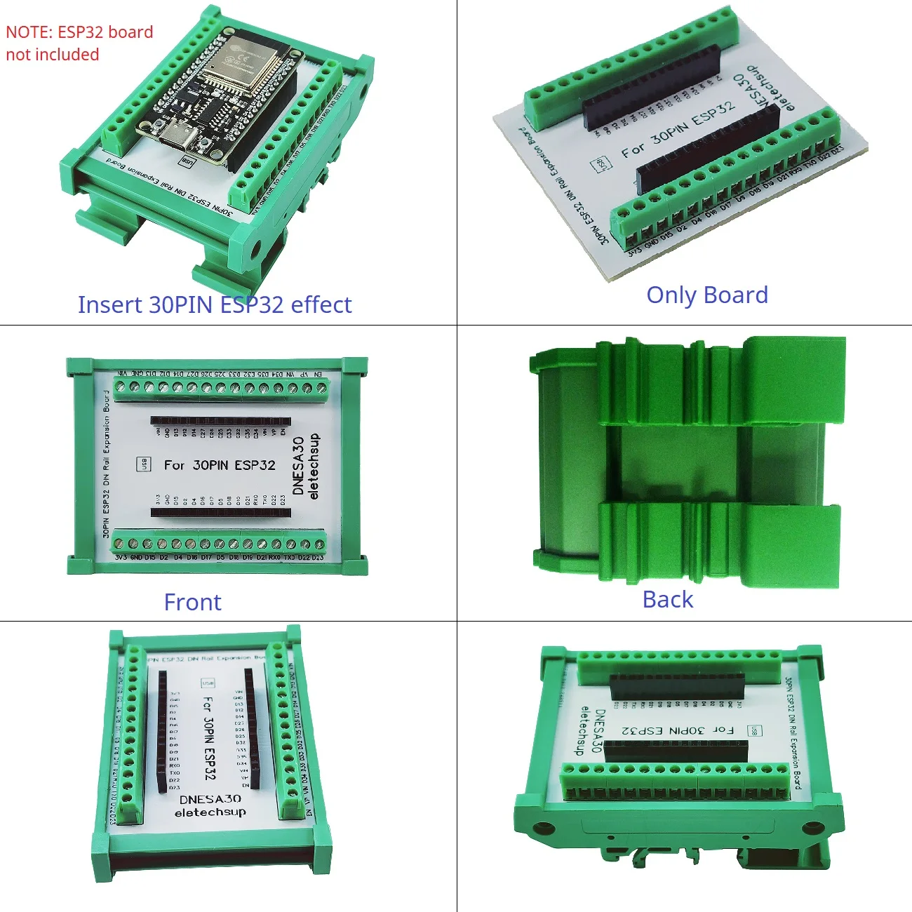 Фото 30PIN ESP32 Devkit V1 Плата расширения на DIN-рейку 3,96 Клеммный винтовой клеммный блок Модуль адаптера для Bluetooth WIFI IOT Ethernet №4