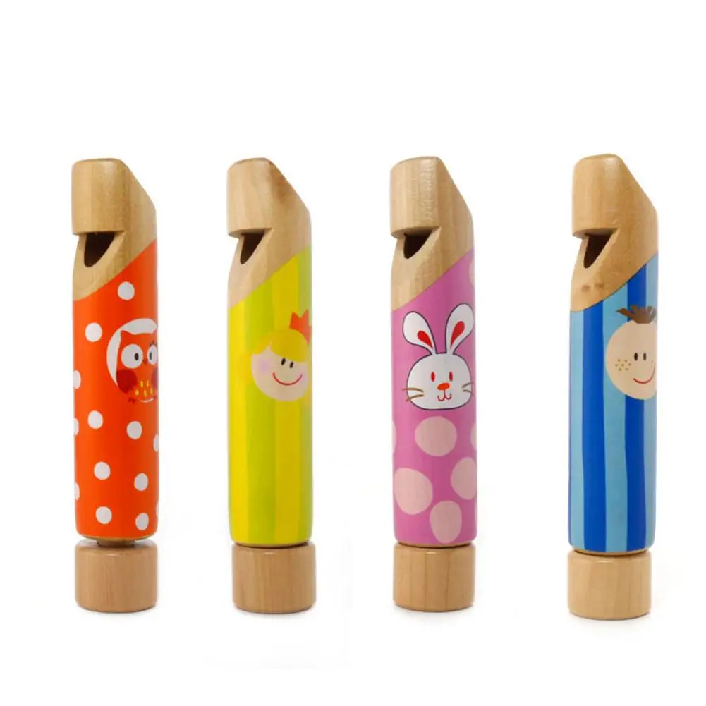 

Cartoon Wooden Push Pull Flutes Whistle Musical Instrument Education Kids Toy