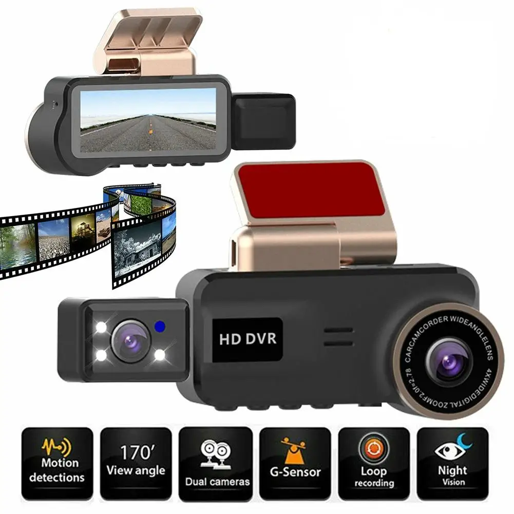 

1080p Hd Dual Lens Car Dvr Dash Cam Video Recorder G-sensor Loop Recording Night Vision Front/inside Camera 3.16 Inches Screen