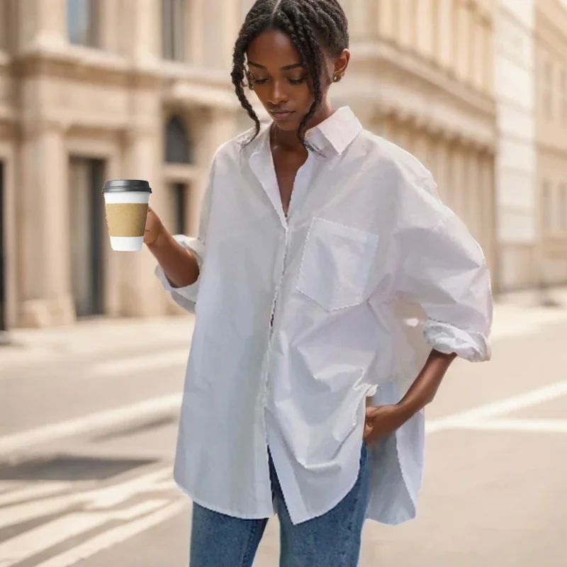 Женские белые рубашки и блузки 2024 весенне-осенние винтажные женские топы с