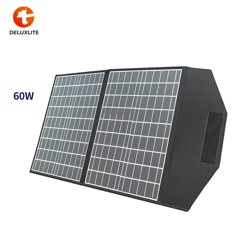 

Foldable Solar Panel 60W 100W Folding Portable Solar Panels Kit Flexible 12V Solar System Complete Kits