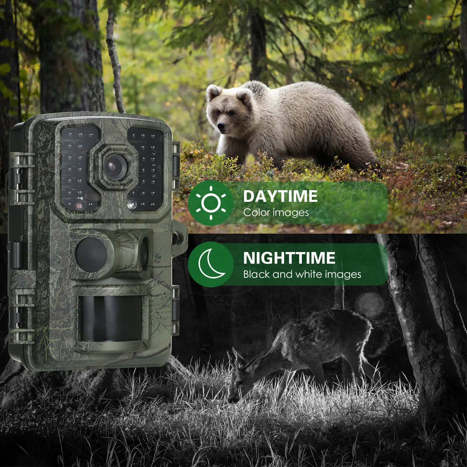 

Trail Camera 16MP 4K Waterproof Game Hunting Camera with Night Vision for Wildlife Monitoring Hunting