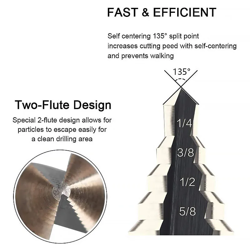 Набор ступенчатых сверл набор из 5 4-12/20/32 мм для металла жареного теста