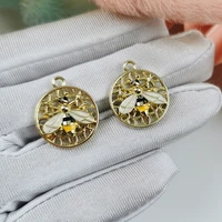 apeur 10 pcs lovely 3d bee enamel charms pendants for diy jewelry accessories finding earring gold color metal insect charms