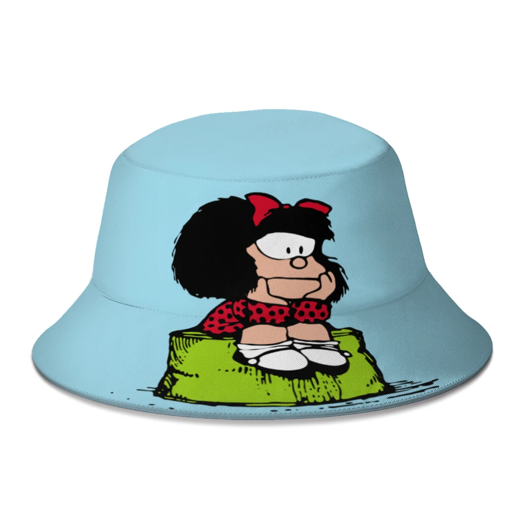 

2022 New Summer Mafalda Sad Thinking Bucket Hat for Women Men Outdoor Travel Foldable Bob Fishing Fisherman Hat Panama Sun Cap