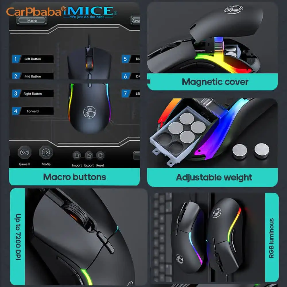 Фото Игровая мышь IMICE Popular Standard Edition 7200DPI, проводная, брендовая, оптовая продажа, подарок на день рождения/выпускной №4