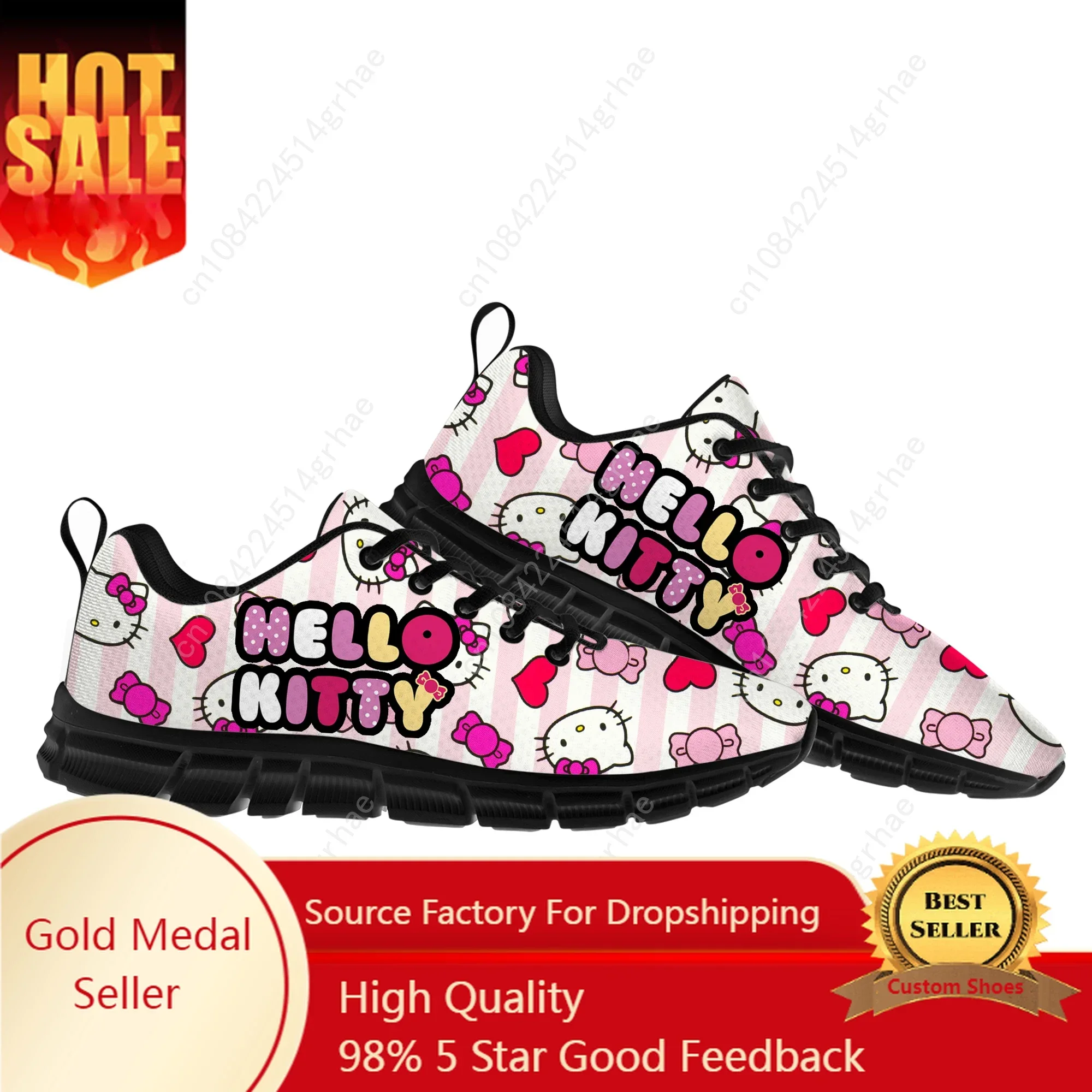 Кроссовки Hello Cute Мультяшные для мужчин и женщин спортивная обувь с розовым котом