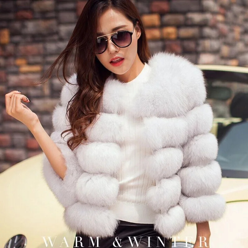 S-2XL Mink Coats Women 2021 Winter Top Fashion Pink FAUX Fur Coat Elegant Thick Warm Outerwear Fake Fur Woman Jacket Fluffy 2021