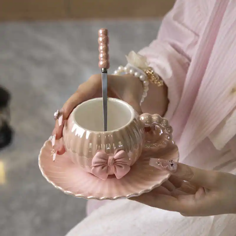 260 мл легкая роскошная кофейная чашка и блюдо с бантом декоративный керамический