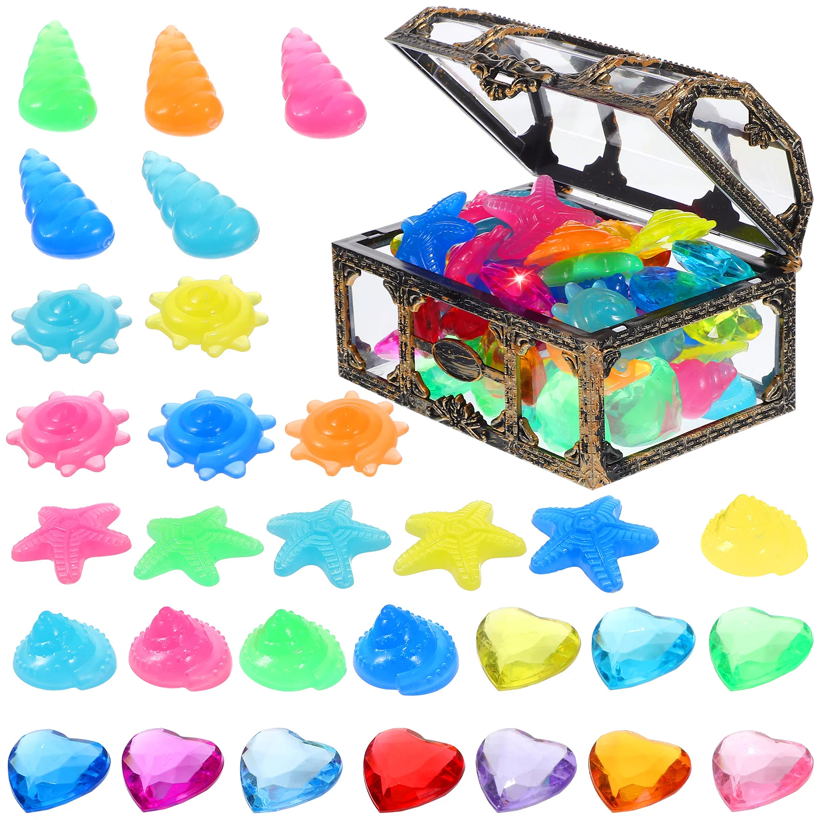 

1 Set Pool Gems Plastic Gems Glowing Colorful Gems Diving Gems with Treasure