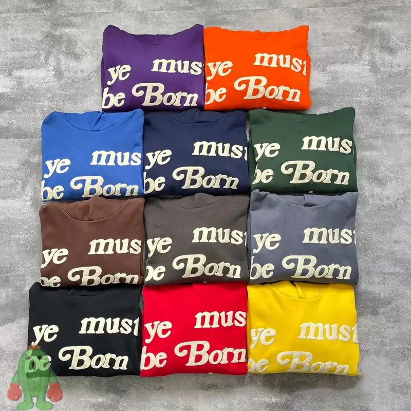 

Multicolor Hiphop Street Kanye Hoodies Ye Must Be Born Again Foam Logo Hooded Pullover Men Women Casual Loose Sweatshirts
