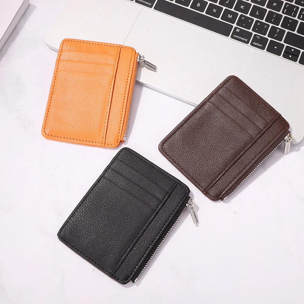 

Винтажный Женский кошелек из искусственной кожи, дизайнерский мини-кошелек на молнии с узором Личи, однотонный держатель для карт, аксессуа...