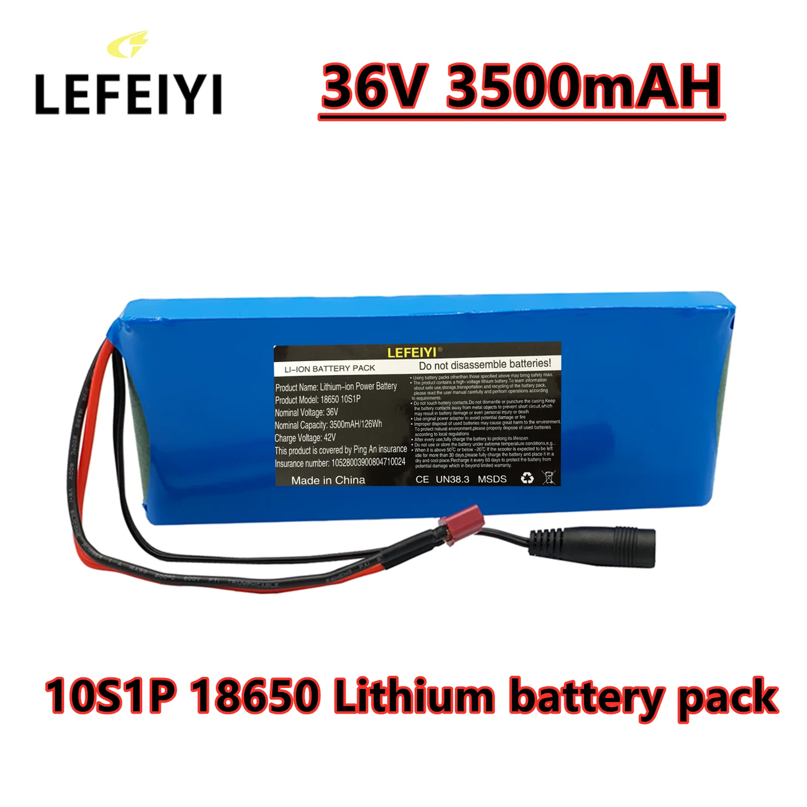 

36V Battery 10S1P 3.5Ah 36V 3500mah 18650 Lithium Ion Battery Pack Ebike Electric Car Bicycle Scooter 20A BMS +42 V 2A Charger