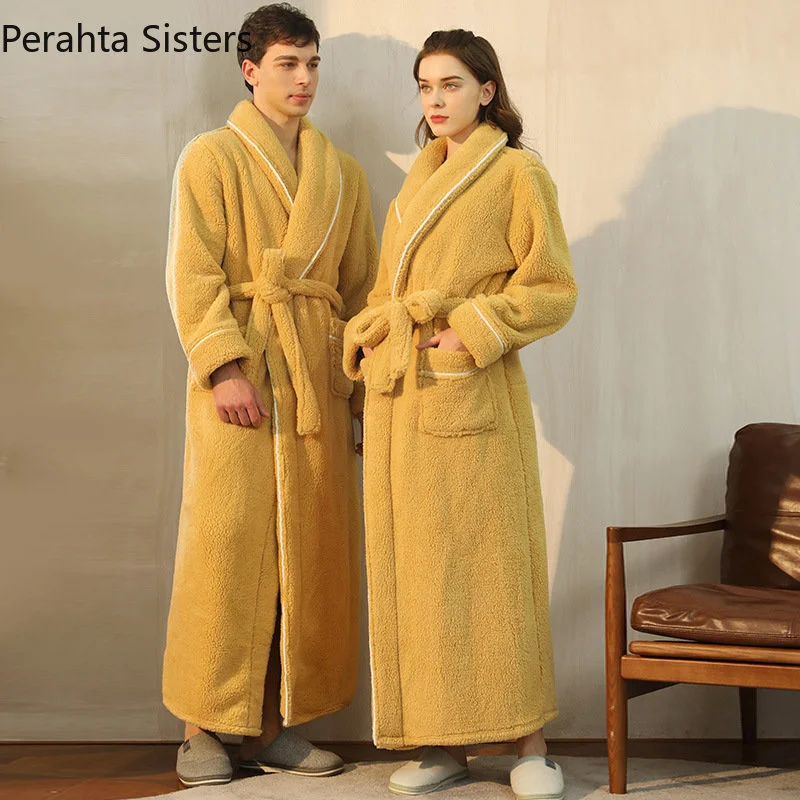 

Качественный Комфортный хлопковый бархатный халат для мужчин и женщин, зимний роскошный утепленный халат, домашний халат большого размера