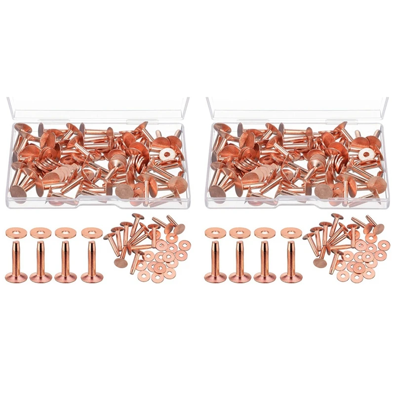 

100 Sets Of Copper Rivets And Burrs,Leather Belt Wallets, Leather Copper Rivets (9/16 Inches)