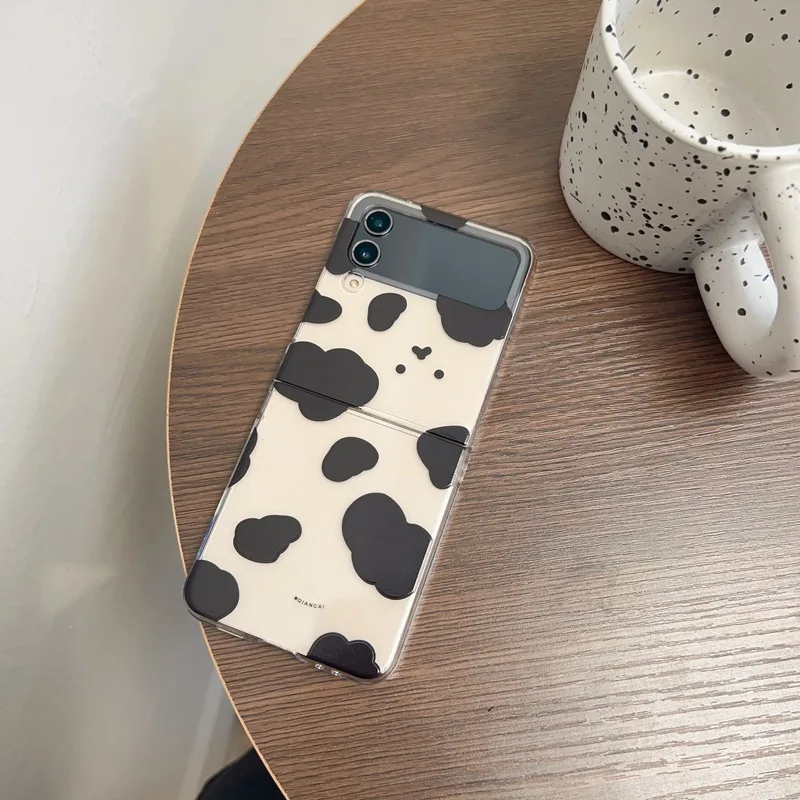 Прозрачный чехол для телефона с милым молочным узором в Корее Samsung Galalxy Z Flip 6 5 4 3