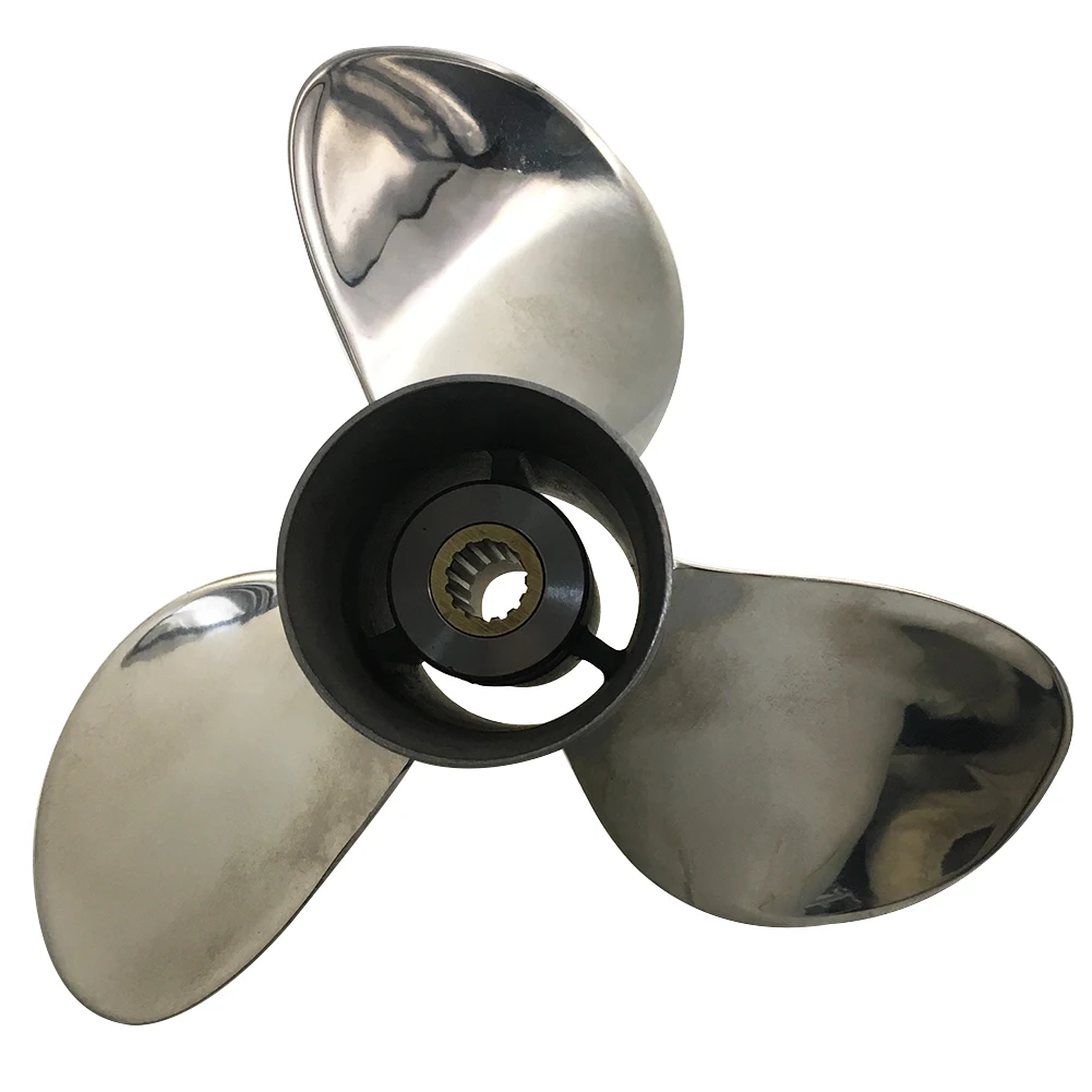 Boat Propeller 9.25x9 for Tohatsu 9.9HP-15HP 3 Blades Stainless Steel Prop SS 14 Tooth RH OEM NO: 3BAB64518-1 9.25x9