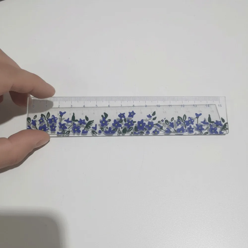 Прозрачная пластиковая прямая линейка 15 см