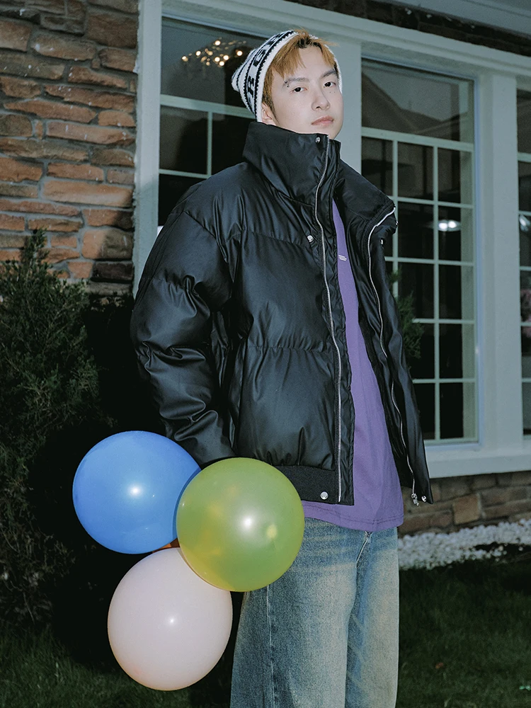 Miracle Blocks Fashion Brand Stand Collar Cotton-padded jacket Men Winter 2024 New COUPLE'S Bread Clothes Outerwear Women