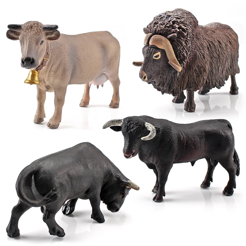 أوكس بول بوفالو بيسون نموذج محاكاة الماشية الحيوان عمل الشكل تمثال ألعاب تعليمية للأطفال ديكور المنزل هدية