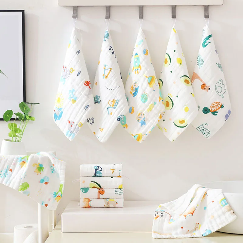 1PC 25X25cm Baby Square Towel 6 Layers 100% Cotton Handkerchief Face Towel Washcloth Gauze Towel Burp Cloths Bathing Feeding Bib