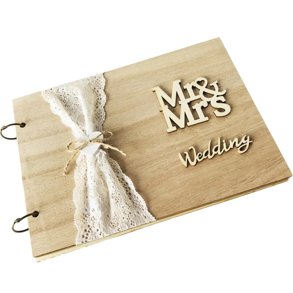 

Book Wedding Sign Signature Scrapbook Guest Attendance Visitor Photo Vintage Handbook Register Wood Album Registryengagementmrs