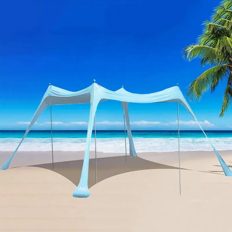 

Семейная Пляжная палатка, навес, защита от УФ лучей, Солнцезащитные Тенты, палатки для кемпинга, ветрозащитный UPF 50, цельный пляжный навес с 4 дорогами