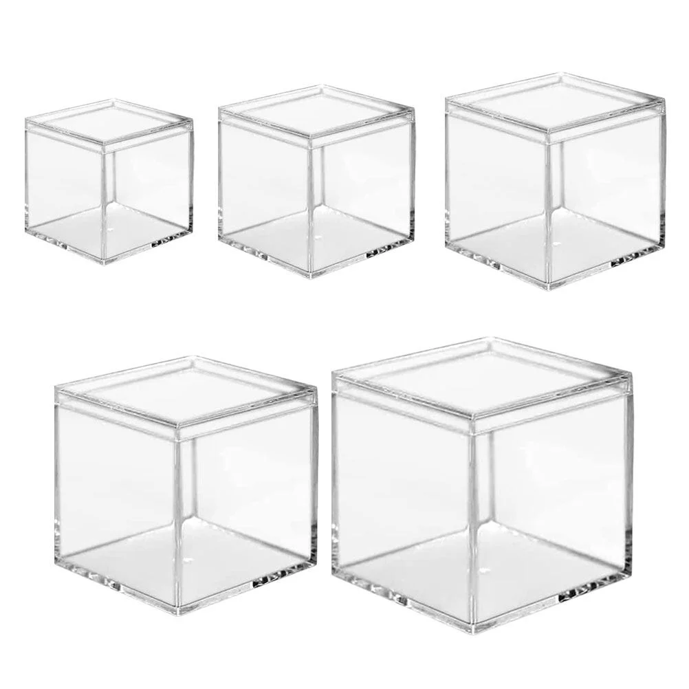 

5 Pcs Clear Plastic Containers Chocolate Box Small Items Transparent Acrylic Case Portable Sweets Jewelry Multi-function