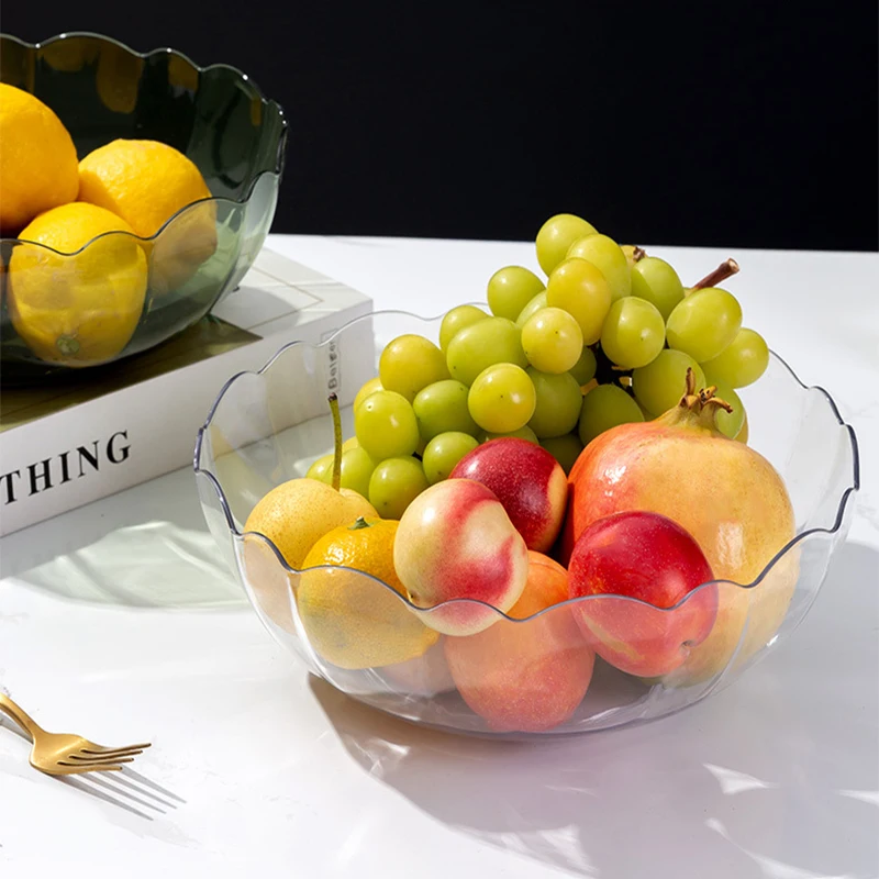 

Living Room Light Luxury Transparent Fruit Plate Household Round Lace Coffee Table Candy Dried Fruit Plate Snack Nut Plate