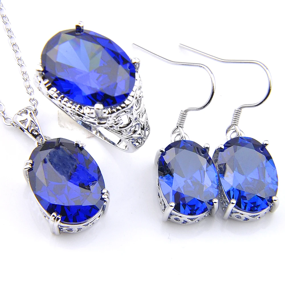 Набор ювелирных изделий Luckyshine овальная огранка Радуга лунный камень драгоценный