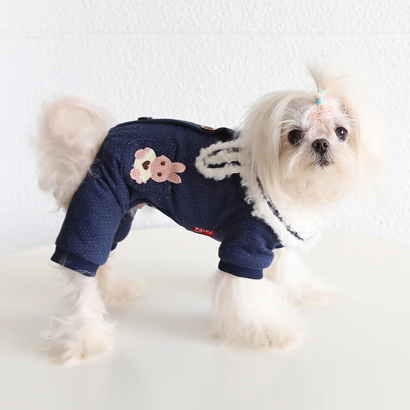 

Rabbit Ears Shape Lapel Four-legged Clothes Autumn and Winter Cat Clothes Pet Clothes Dog Clothes Puppy Clothes