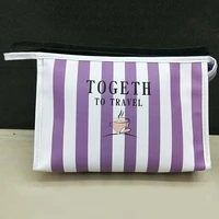 vertical pattern cosmetic bag purple women travel beauty makeup bag