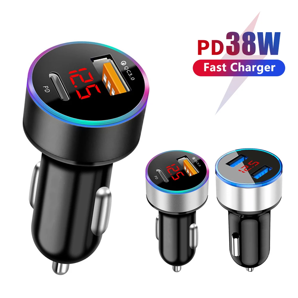 Автомобильное зарядное устройство USB C, быстрая зарядка 3,0, Тип C, автомобильное зарядное устройство для телефона PD, быстрая зарядка для iPhone, ...