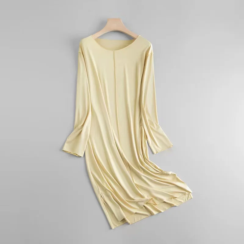Wholesale Cheap Price Long Sleeve Home Wear Nightdress Casual and Super Soft Modal Sleep Dress for Women