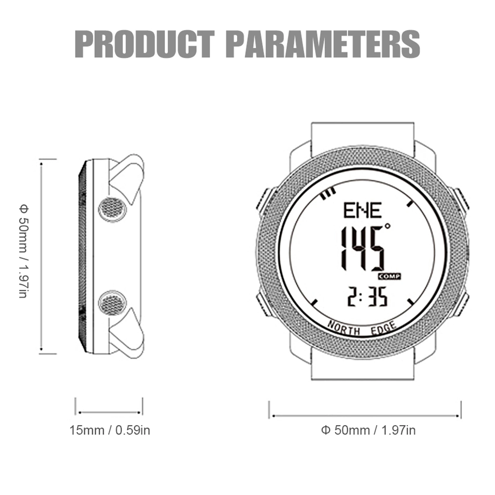 Часы наручные мужские цифровые с альтиметром барометром и компасом водостойкие