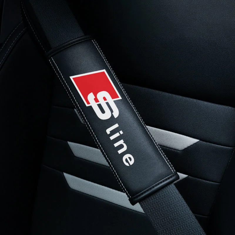 Кожаный чехол для автомобильного ремня безопасности наплечный Audi S Line Logo A3 A4 A5 A6 A7